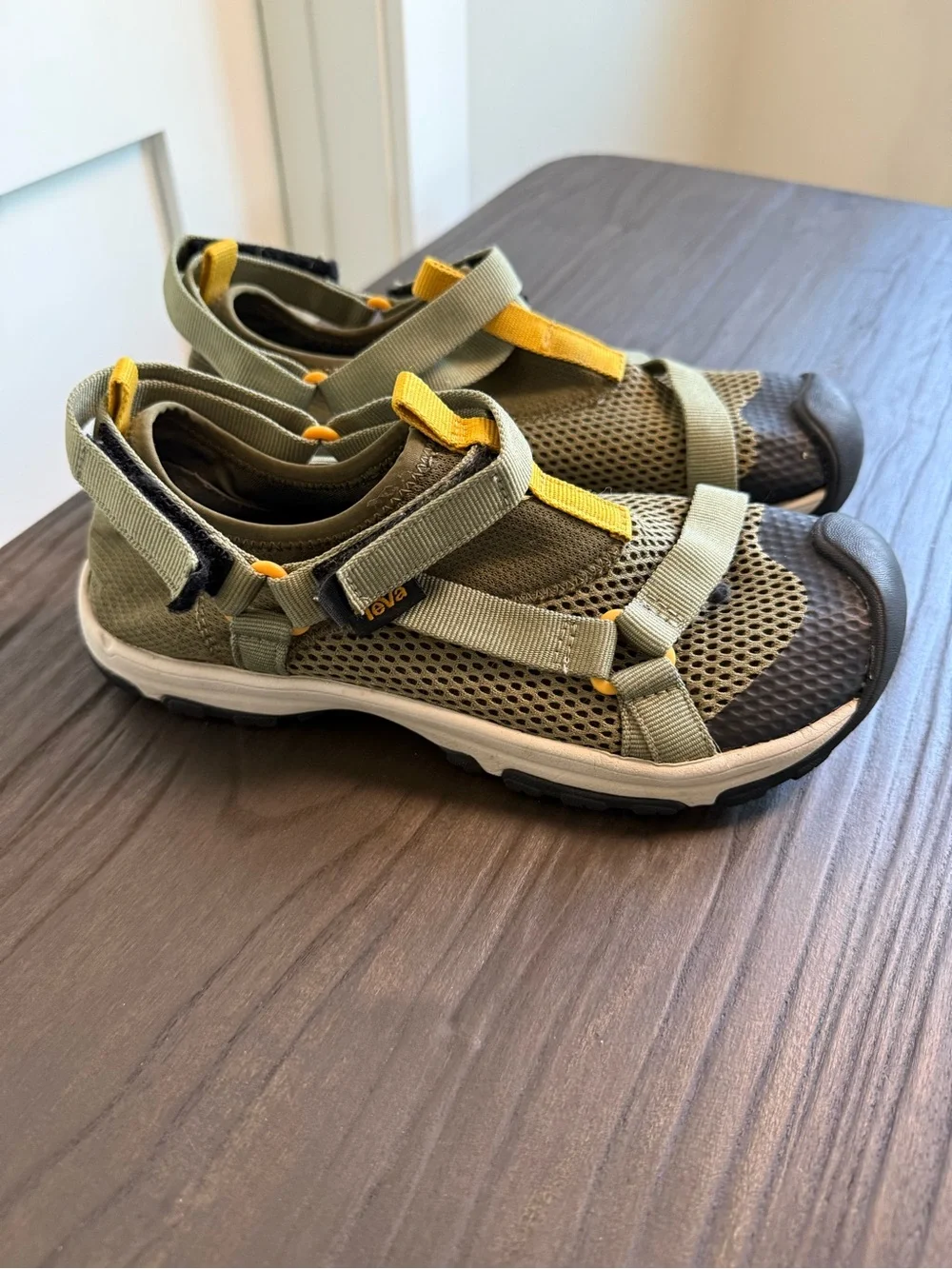 Teva Kids Olive Green and Yellow Water Shoes
